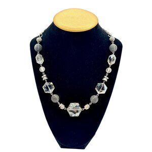 Smoky Glass and Metal Beads Necklace